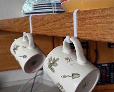 4 ea - Snap on Cup Hooks for Catalina 320 MK II Sailboat.  Easily yet firmly attaches to the shelf over the Galley sink.
