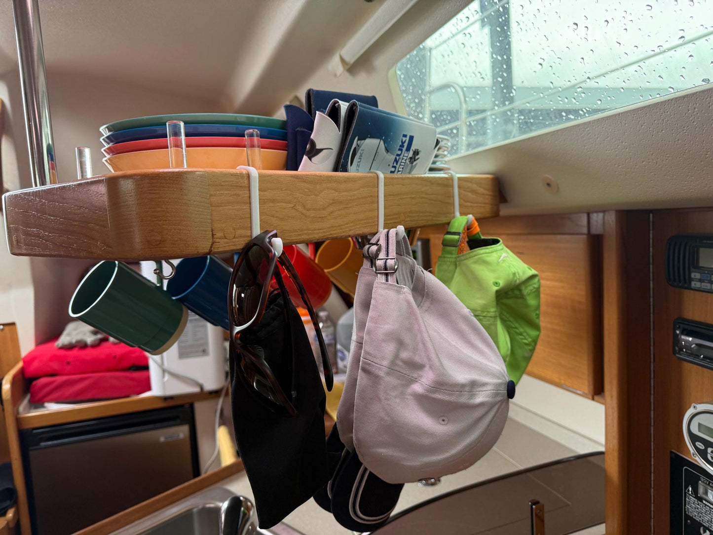 4 ea - Snap on Cup Hooks for Catalina 320 MK II Sailboat.  Easily yet firmly attaches to the shelf over the Galley sink.