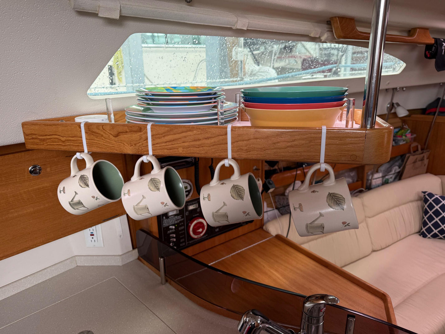 4 ea - Snap on Cup Hooks for Catalina 320 MK II Sailboat.  Easily yet firmly attaches to the shelf over the Galley sink.